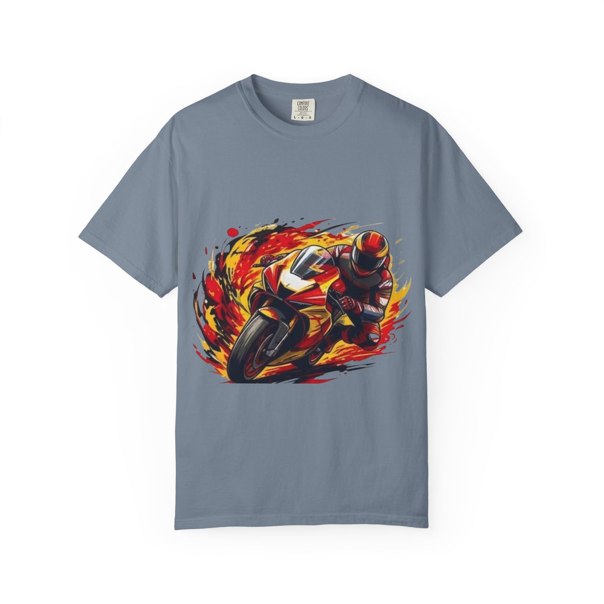 Flaming Sportbike Rider T-shirt | Motorcycle Racing Tee