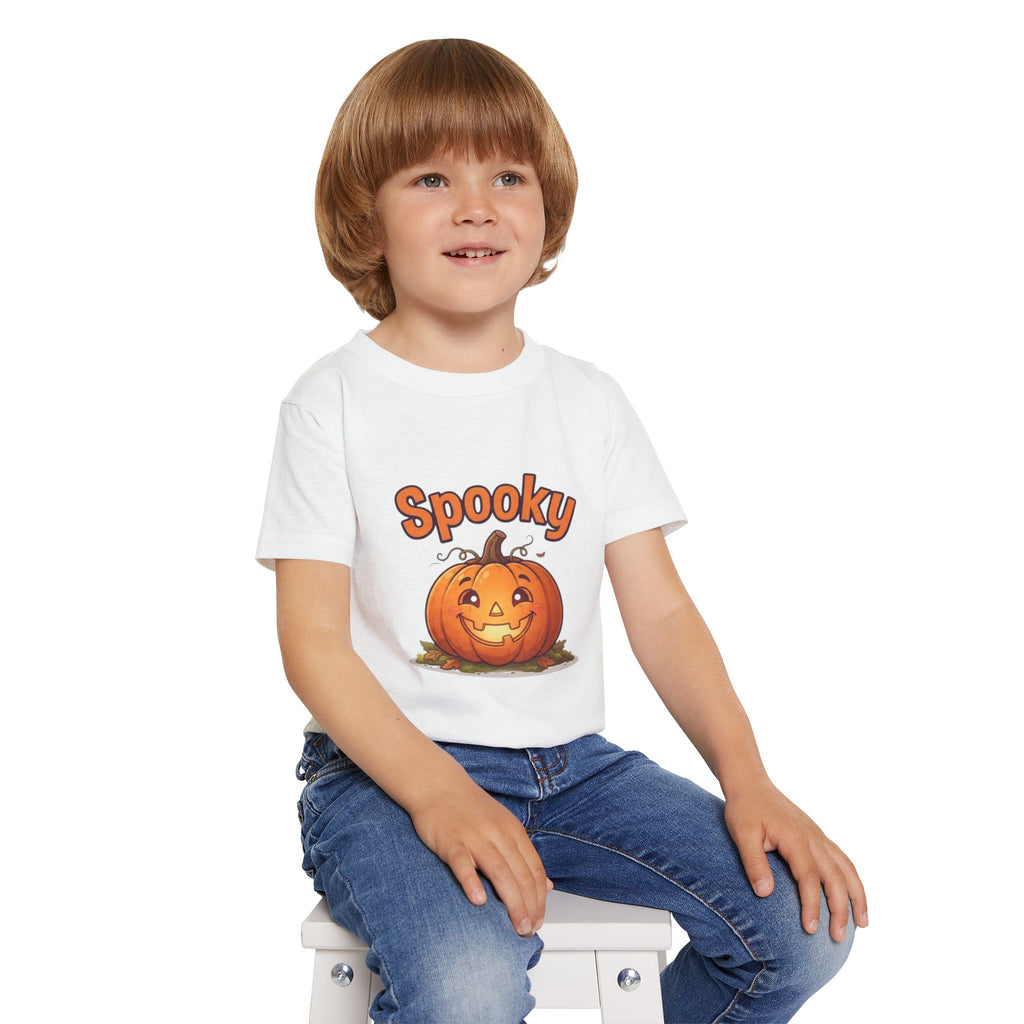 Halloween Pumpkin Toddler Tee | Bubbly Text Kids Spooky Shirt