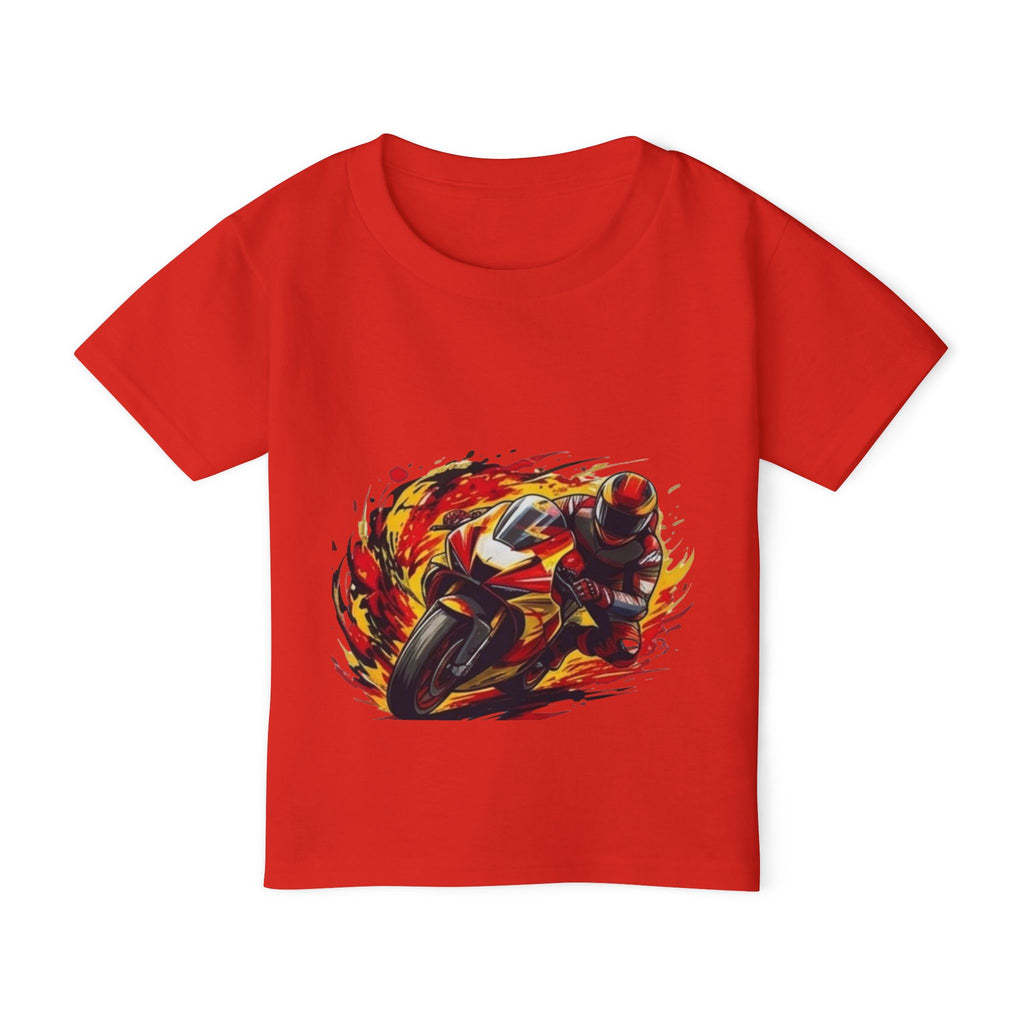 Flaming Sportbike Racing Graphic Toddler T-shirt | Motorcycle Kids Tee