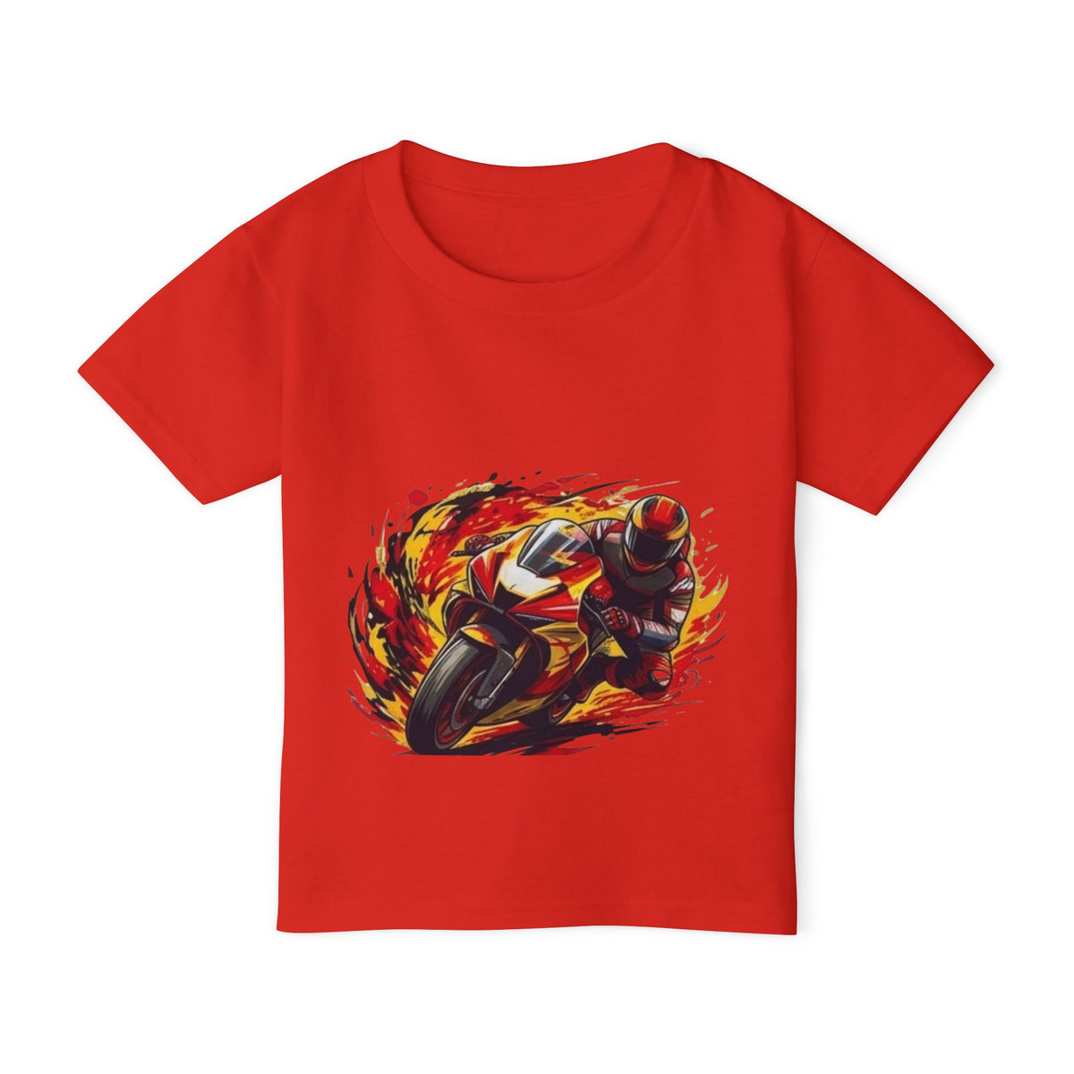 Flaming Sportbike Racing Graphic Toddler T-shirt | Motorcycle Kids Tee