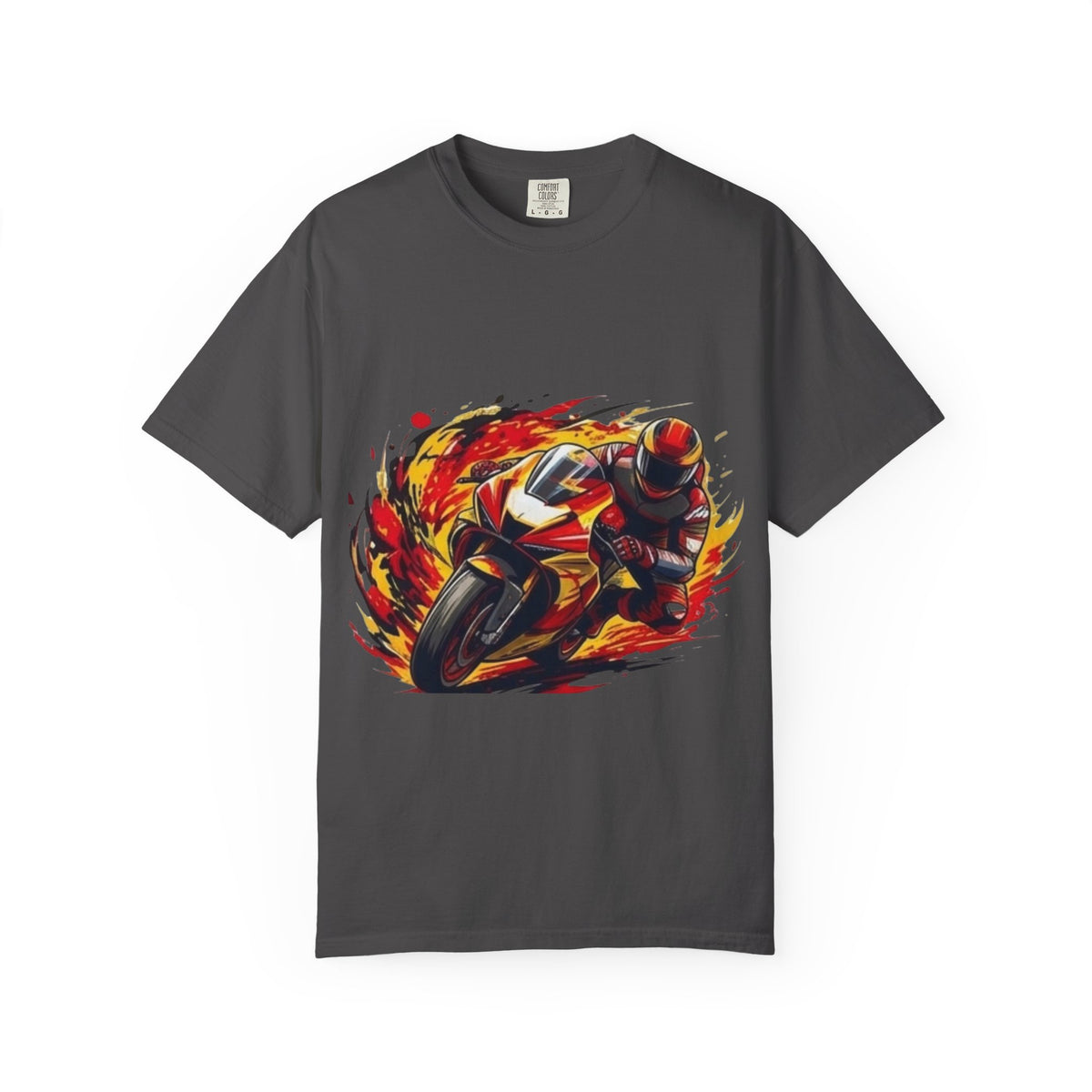 Flaming Sportbike Rider T-shirt | Motorcycle Racing Tee