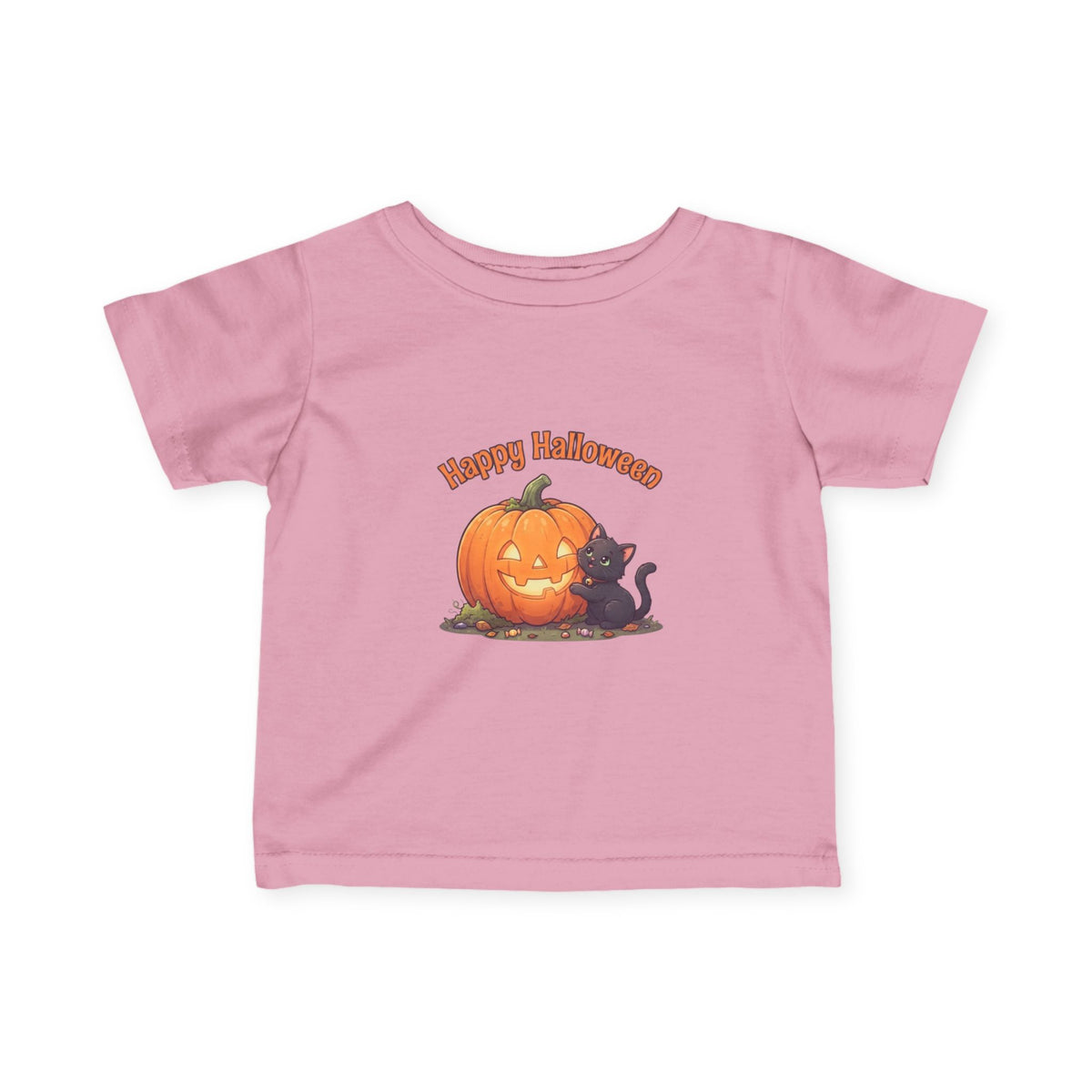 Halloween Black Cat & Pumpkin Toddler Tee | Kids Spooky Season Shirt