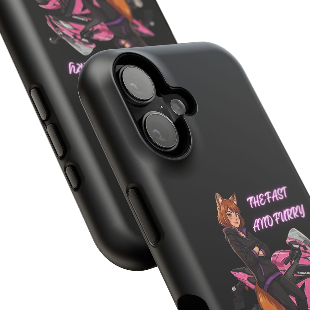 Fox Rider on Pink Sportbike Phone Case | Impact-Resistant Case