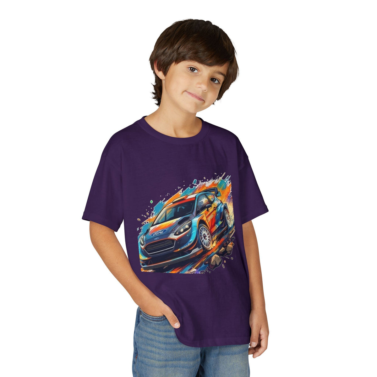Colorful Rally Race Car Youth T-Shirt | Rally Car Graphic Tee