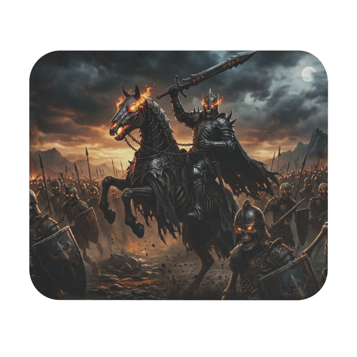 Raised Greatsword Knight Mouse Pad, Charging Armored Underworld King Desk Mat, Dark Fantasy Tactical Gaming Workspace Accessory