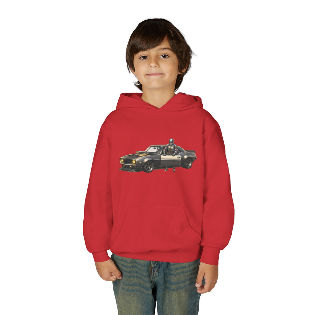 Kids Titan Hoodie, Iron Stone Muscle Car Kids Sweatshirt, Youth Challenger Driver Retro Anime Graphic Pullover