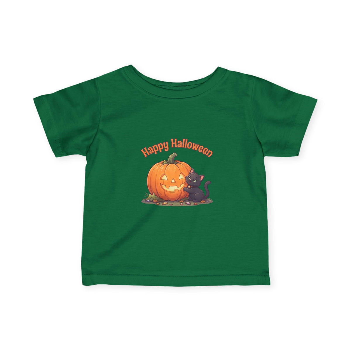Halloween Black Cat & Pumpkin Toddler Tee | Kids Spooky Season Shirt