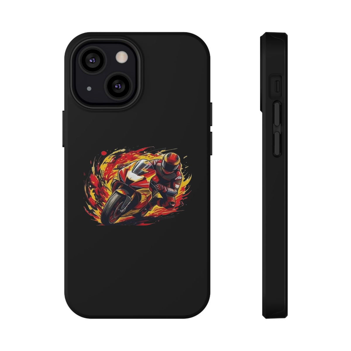 Flaming Motorcycle Rider phone case | Impact-Resistant Case