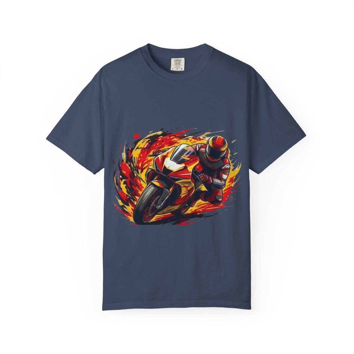 Flaming Sportbike Rider T-shirt | Motorcycle Racing Tee
