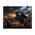 Wide Landscape Panorama Poster, Horizontal Matte Dark Fantasy Wall Print, Armored Undead Horde Giclee Art for Office Setup