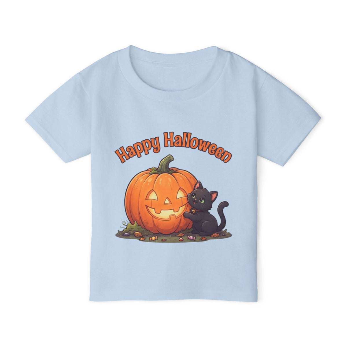 Purring Black Cat Halloween Toddler Tee | Retro Jack-O-Lantern Kids Shirt