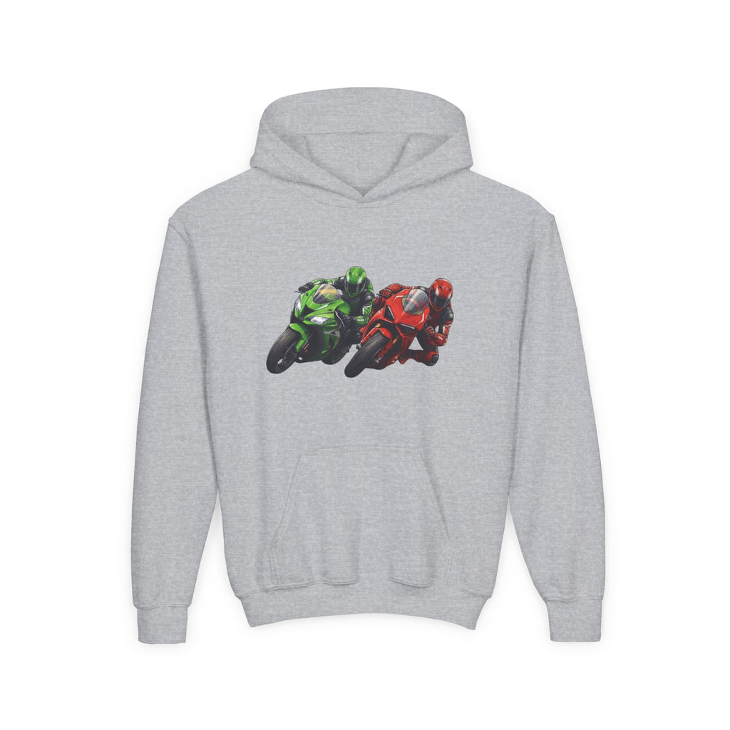 Apex Duel Hoodie, Twin Sportbike Kids Sweatshirt, Youth Track Racing Graphic Pullover
