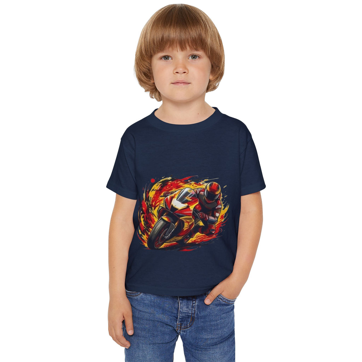 Flaming Sportbike Racing Graphic Toddler T-shirt | Motorcycle Kids Tee