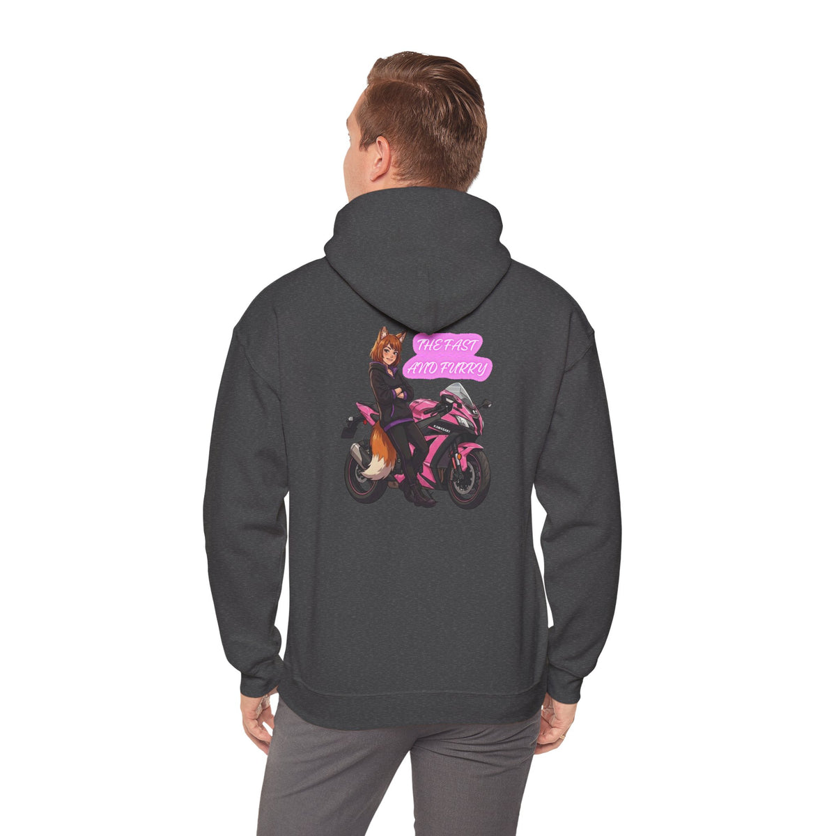 Girl Biker on Pink Sportbike Hoodie | Retro Anime Motorcycle Design