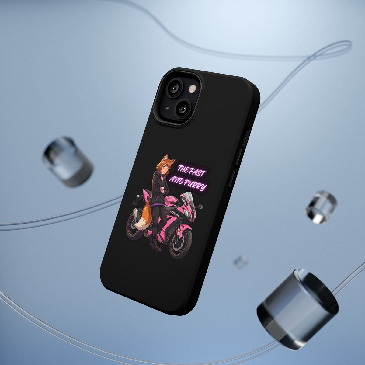 Fox Rider on Pink Sportbike Phone Case | Impact-Resistant Case