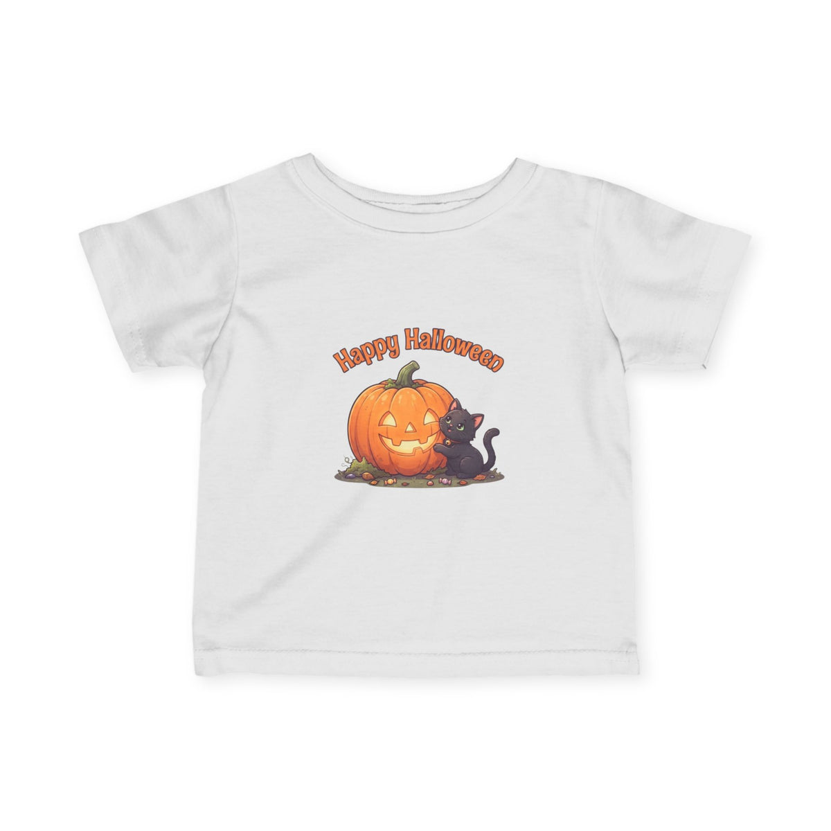 Halloween Black Cat & Pumpkin Toddler Tee | Kids Spooky Season Shirt