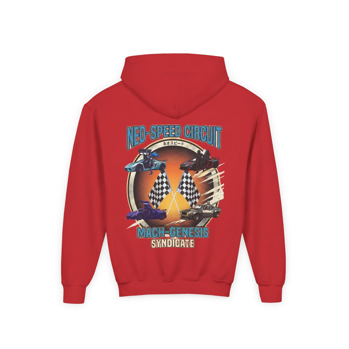Blue Hair Heroine Hoodie, Mach Genesis Car Sweatshirt, Solo Driver Retro Anime Graphic Unisex Pullover