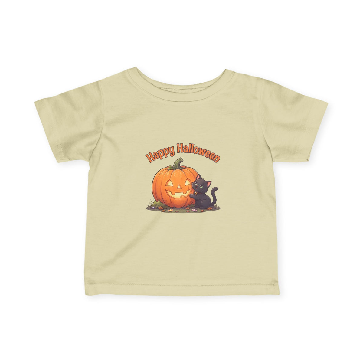 Halloween Black Cat & Pumpkin Toddler Tee | Kids Spooky Season Shirt