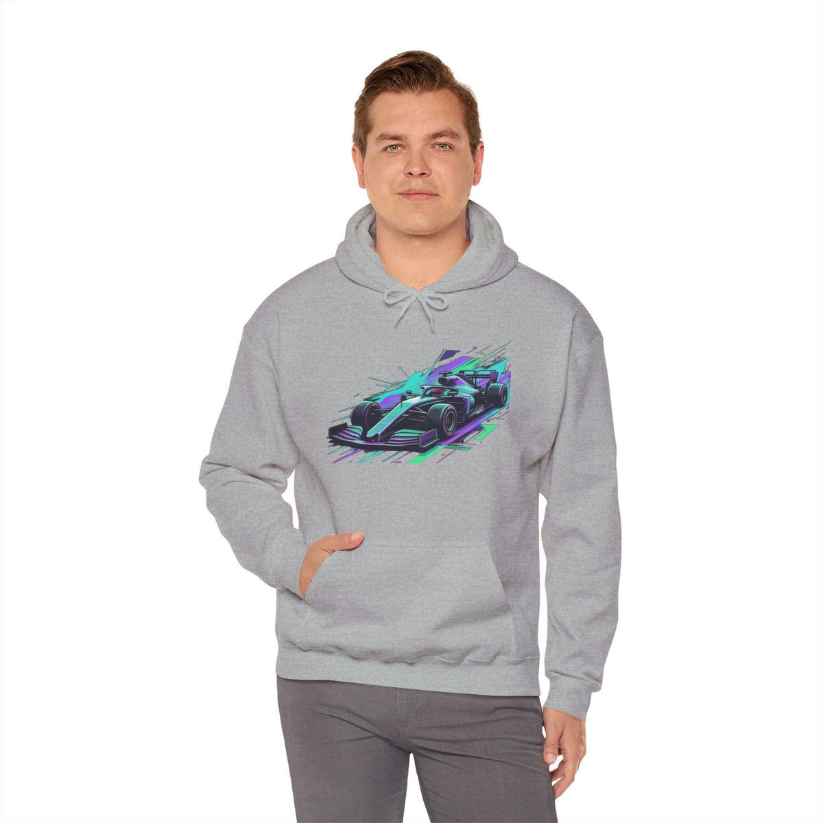 Neon Racing Car Hoodie | Retro Futuristic Racecar Graphic