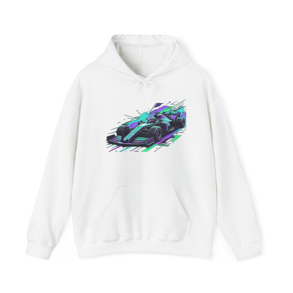 Neon Racing Car Hoodie | Retro Futuristic Racecar Graphic