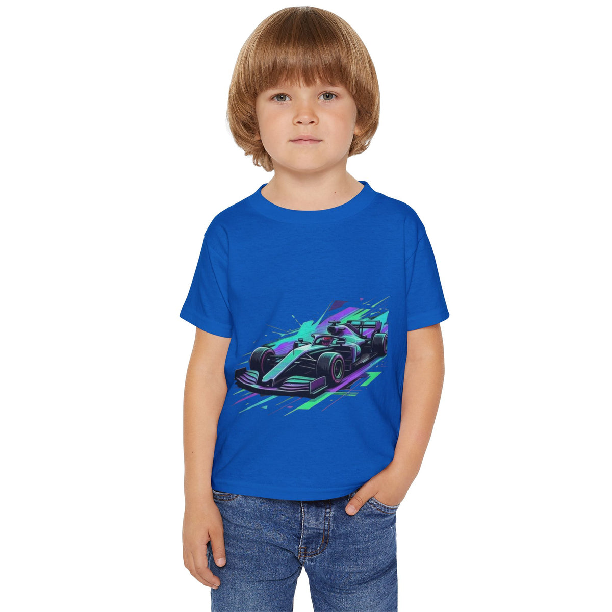 Neon Race Car Toddler T-shirt | Speed Formula Racing Graphic