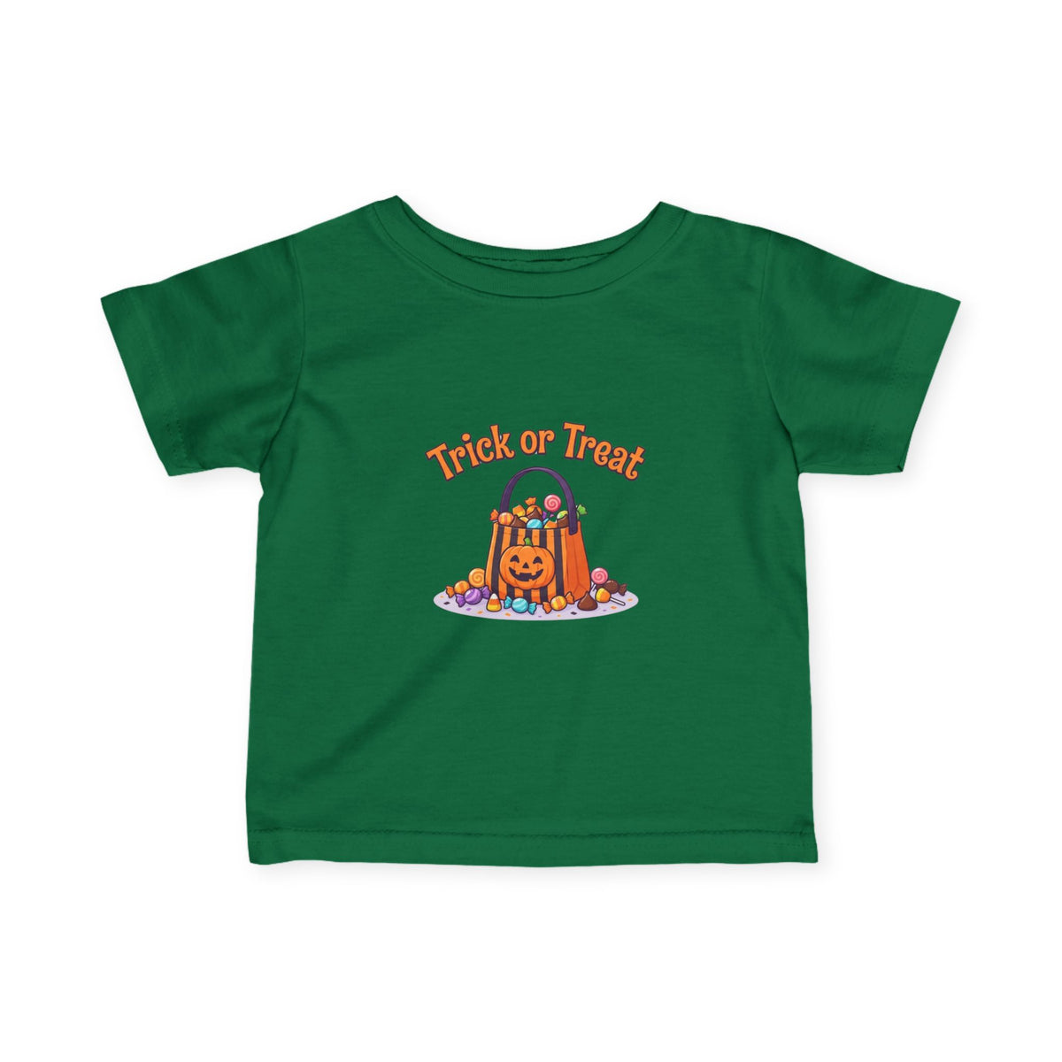 Miniature Candy Stash Infant Tee, Retro Trick-or-Treat Baby Clothes, Pumpkin Bucket Graphic Autumn Harvest Newborn Holiday Outfit