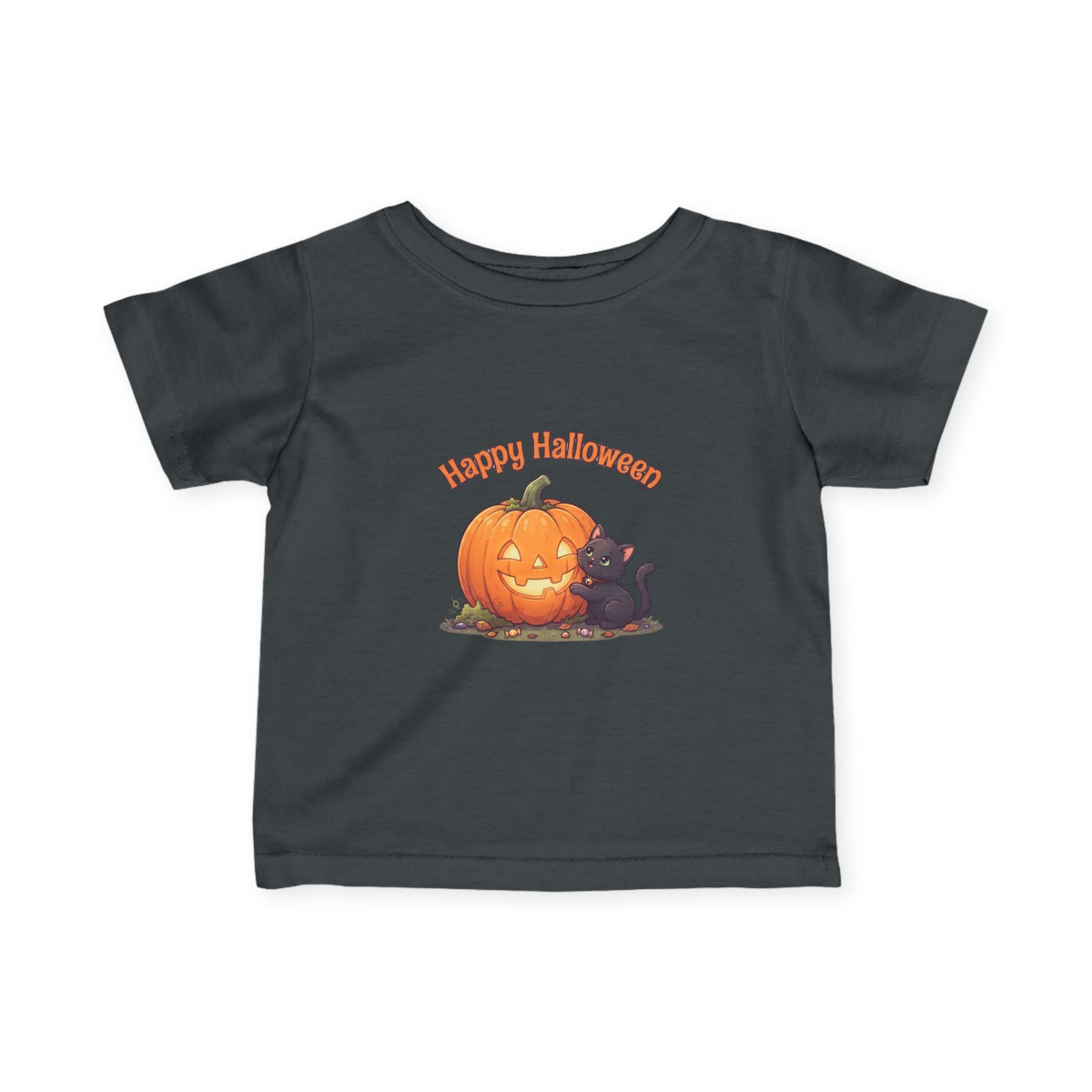 Halloween Black Cat & Pumpkin Toddler Tee | Kids Spooky Season Shirt