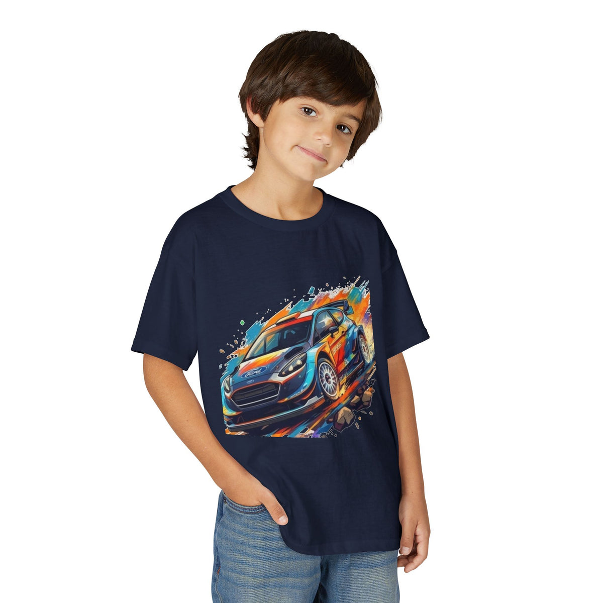 Colorful Rally Race Car Youth T-Shirt | Rally Car Graphic Tee