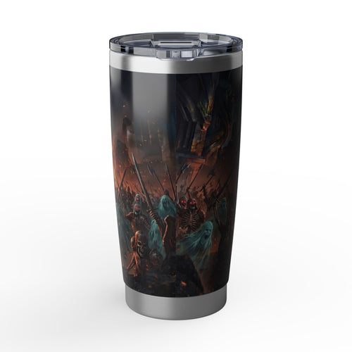 Apocalyptic Spectral Riders Tumbler, Insulated Stainless Steel Coffee Cup, 20oz Dark Fantasy Battle Art Travel Mug