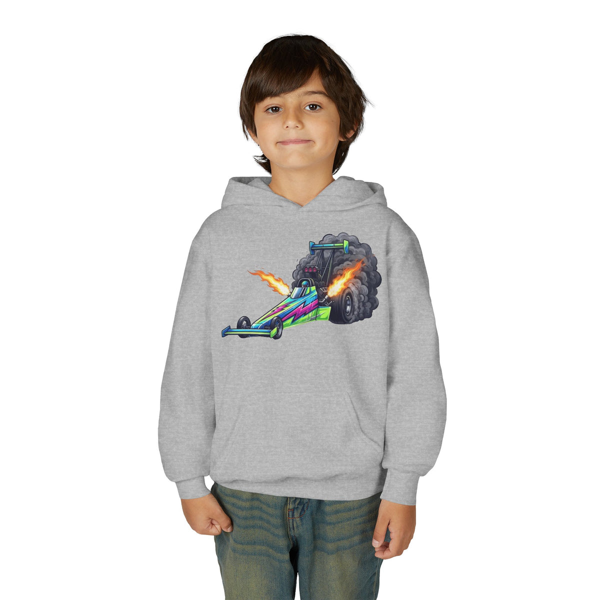 Kids Dragster Hoodie, Nitro Rocket Kids Sweatshirt, Youth Straight Line Racing Graphic Pullover