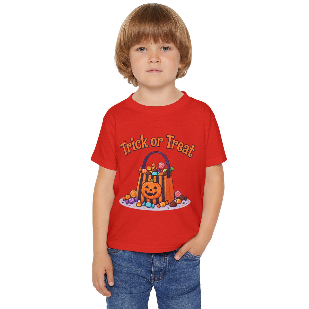Candy Bucket Halloween Toddler Tee | Retro Trick-or-Treat Kids Shirt