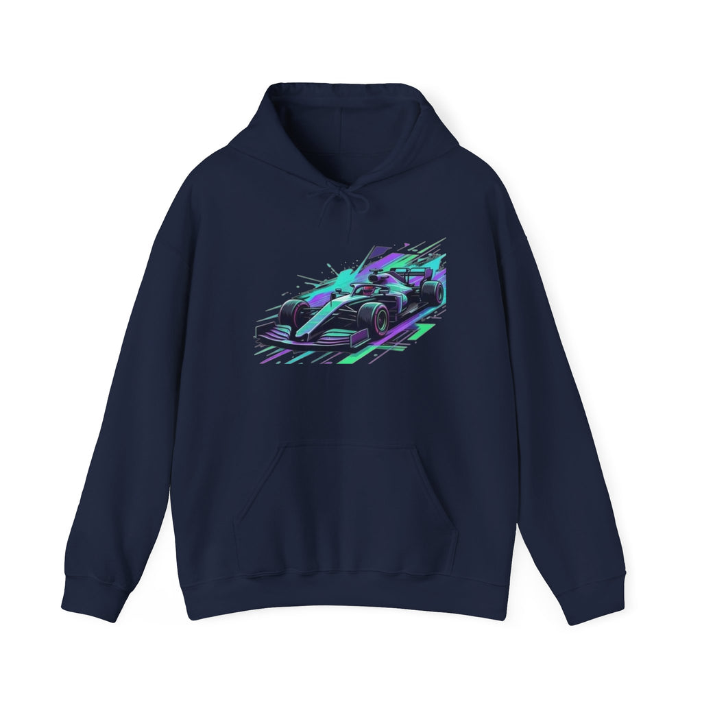 Neon Racing Car Hoodie | Retro Futuristic Racecar Graphic