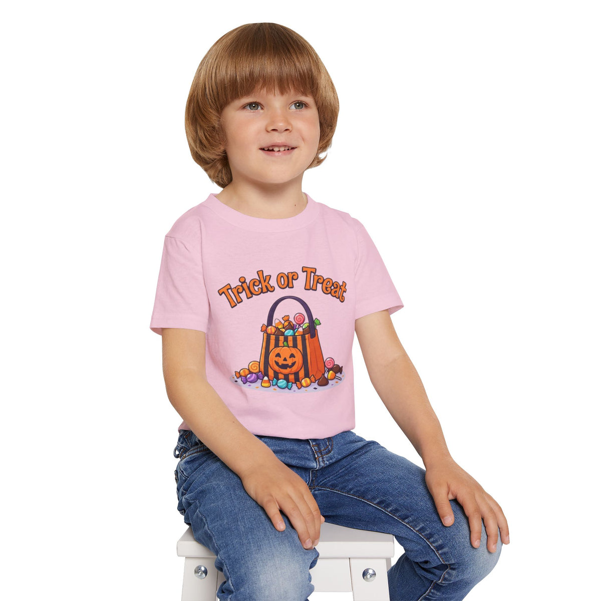Candy Bucket Halloween Toddler Tee | Retro Trick-or-Treat Kids Shirt
