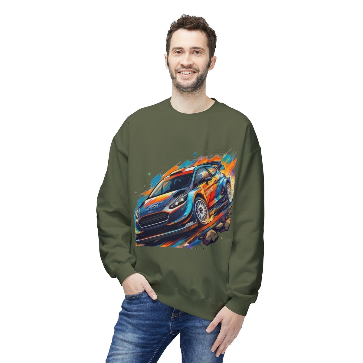 Rally Car Illustration Sweatshirt | Racing Graphic Crewneck