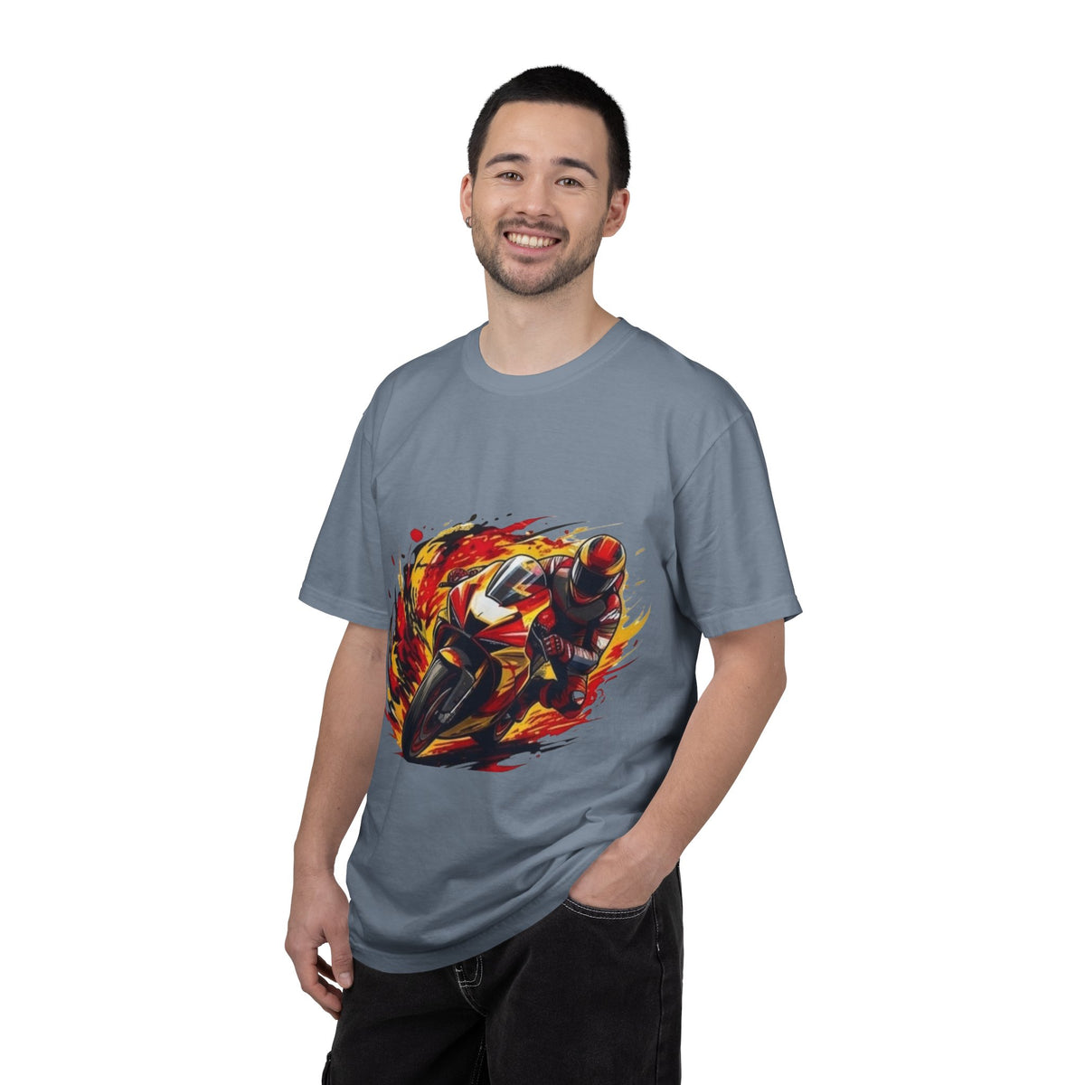 Flaming Sportbike Rider T-shirt | Motorcycle Racing Tee