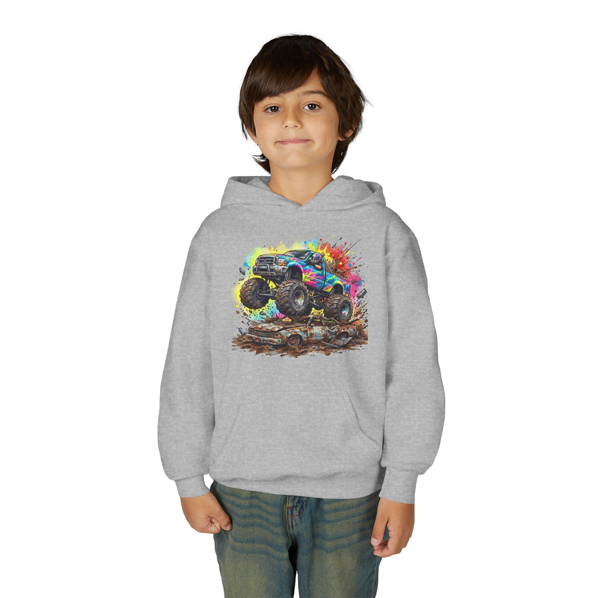 Monster Crush Hoodie, Mega Truck Kids Sweatshirt, Youth Arena Smash Graphic Pullover