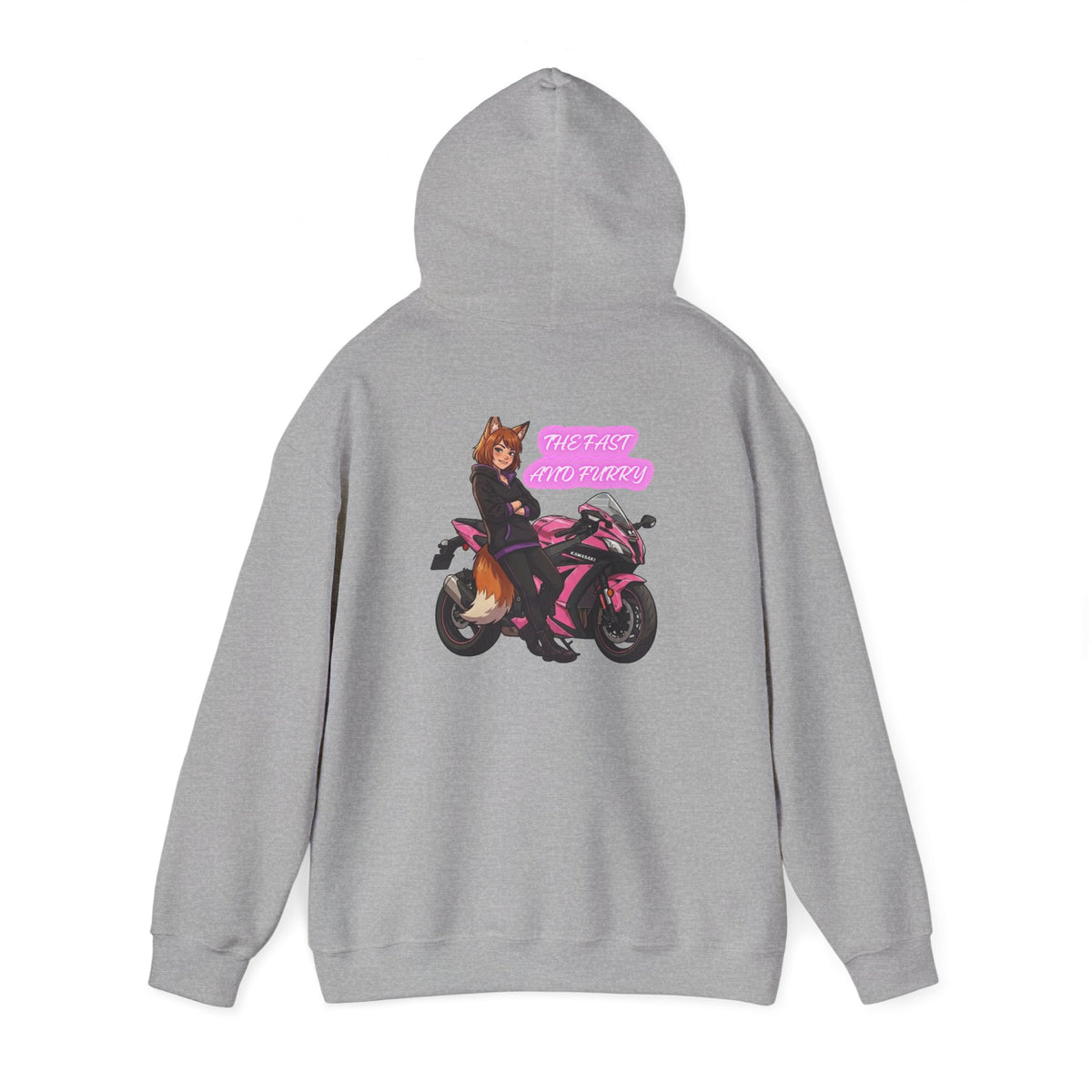 Girl Biker on Pink Sportbike Hoodie | Retro Anime Motorcycle Design