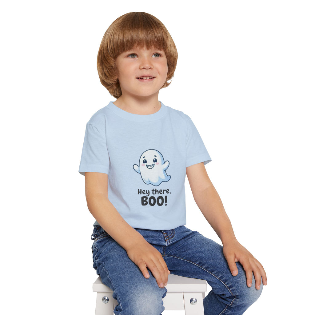 Hey There Boo Toddler Tee | Kawaii Ghost Halloween Kids Shirt
