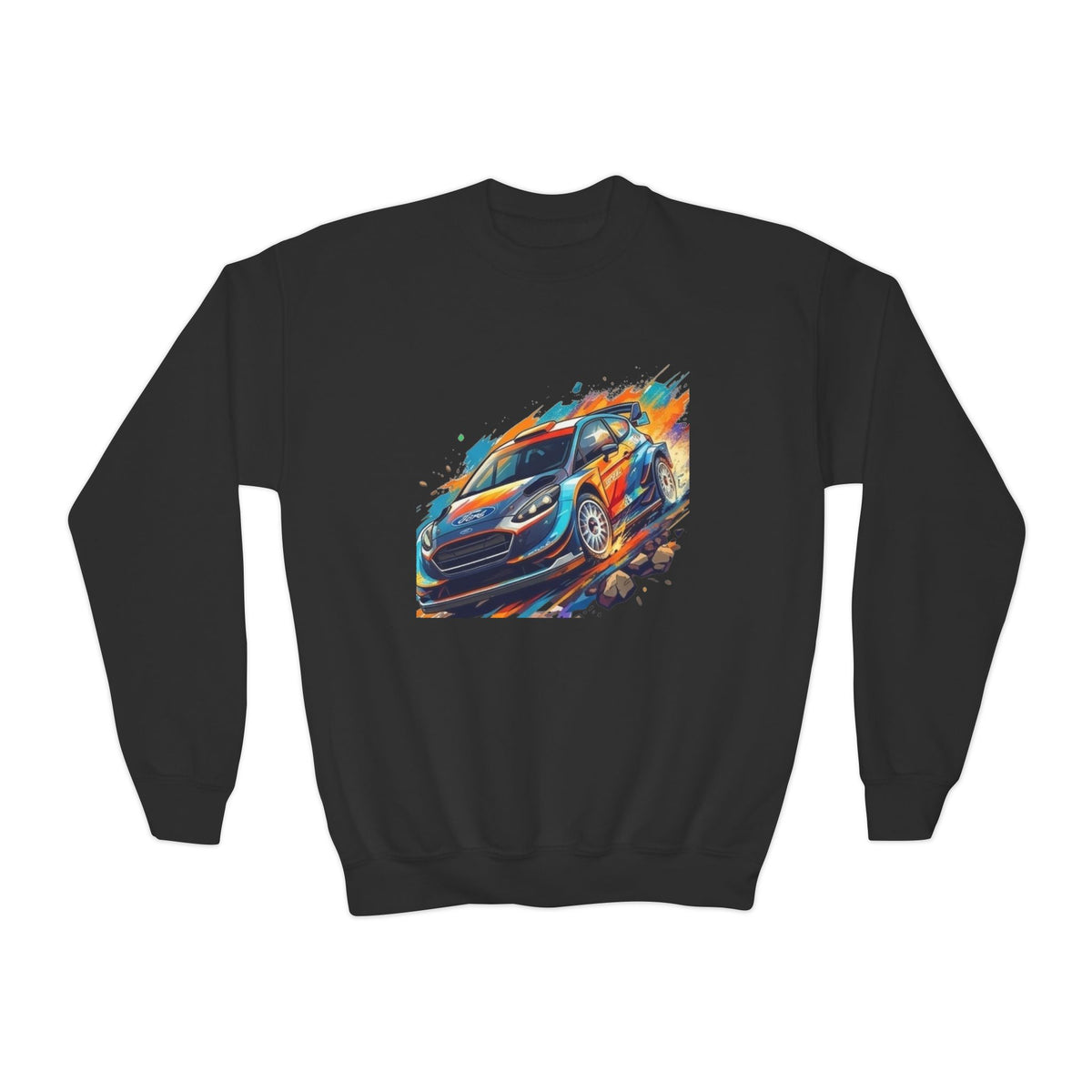 Colorful Racing Car Youth Crewneck Sweatshirt | Speed Graphic