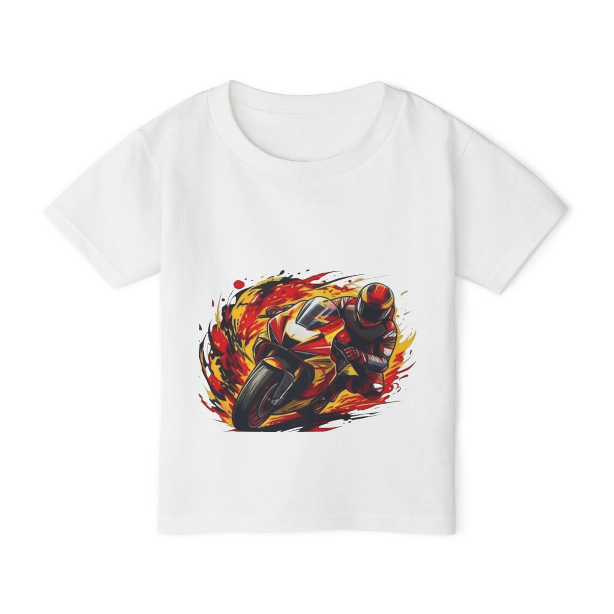 Flaming Sportbike Racing Graphic Toddler T-shirt | Motorcycle Kids Tee