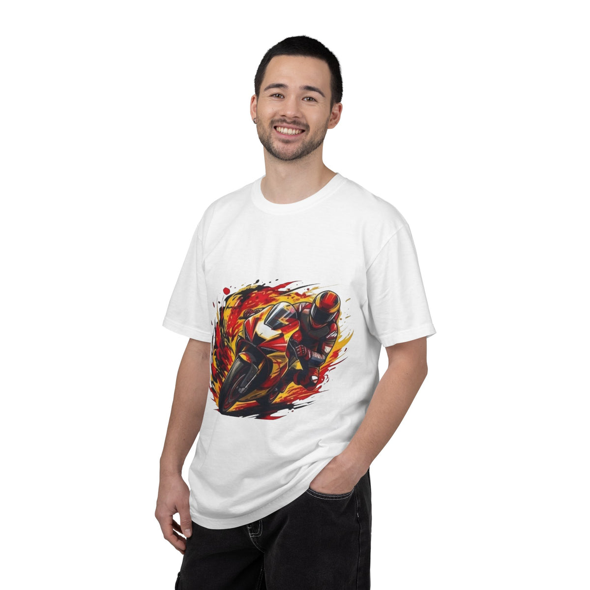 Flaming Sportbike Rider T-shirt | Motorcycle Racing Tee