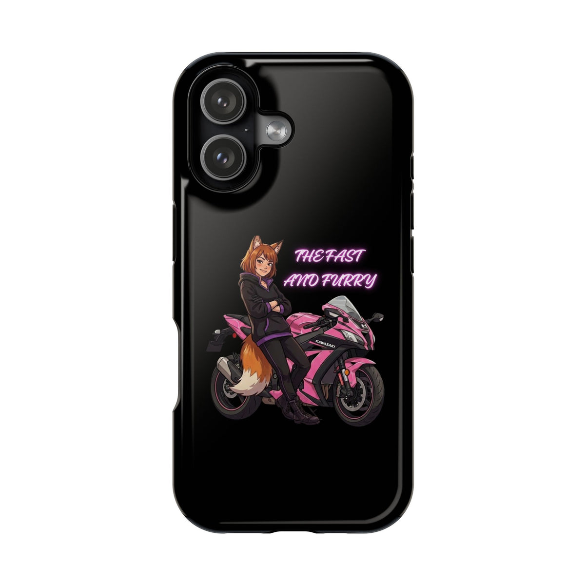 Fox Rider on Pink Sportbike Phone Case | Impact-Resistant Case