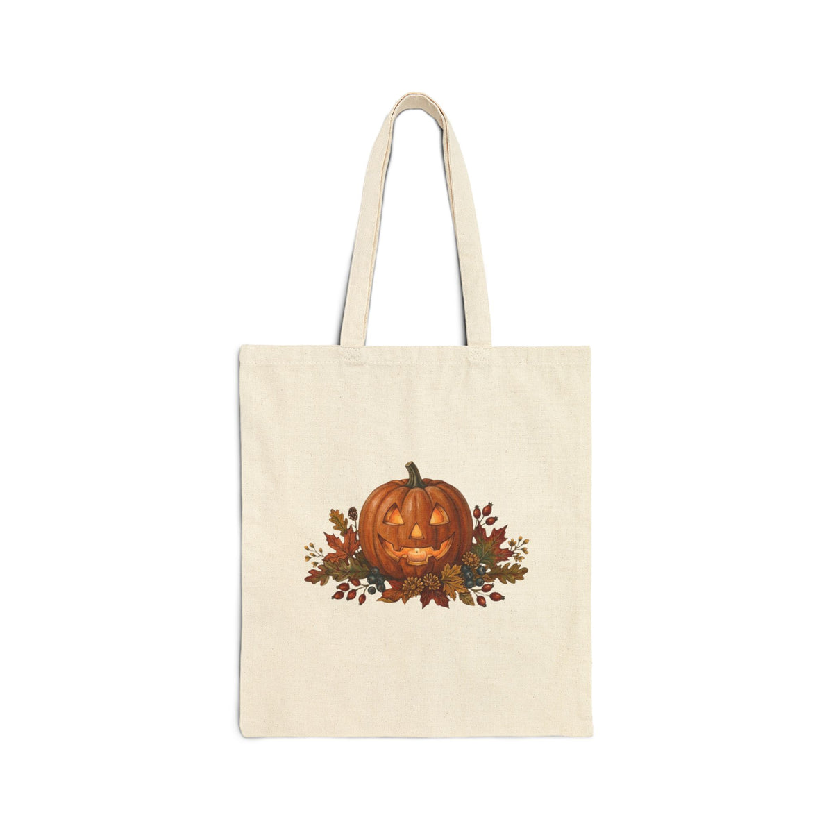 Jack-O'-Lantern Pumpkin Tote Bag | Fall Leaves Autumn Halloween