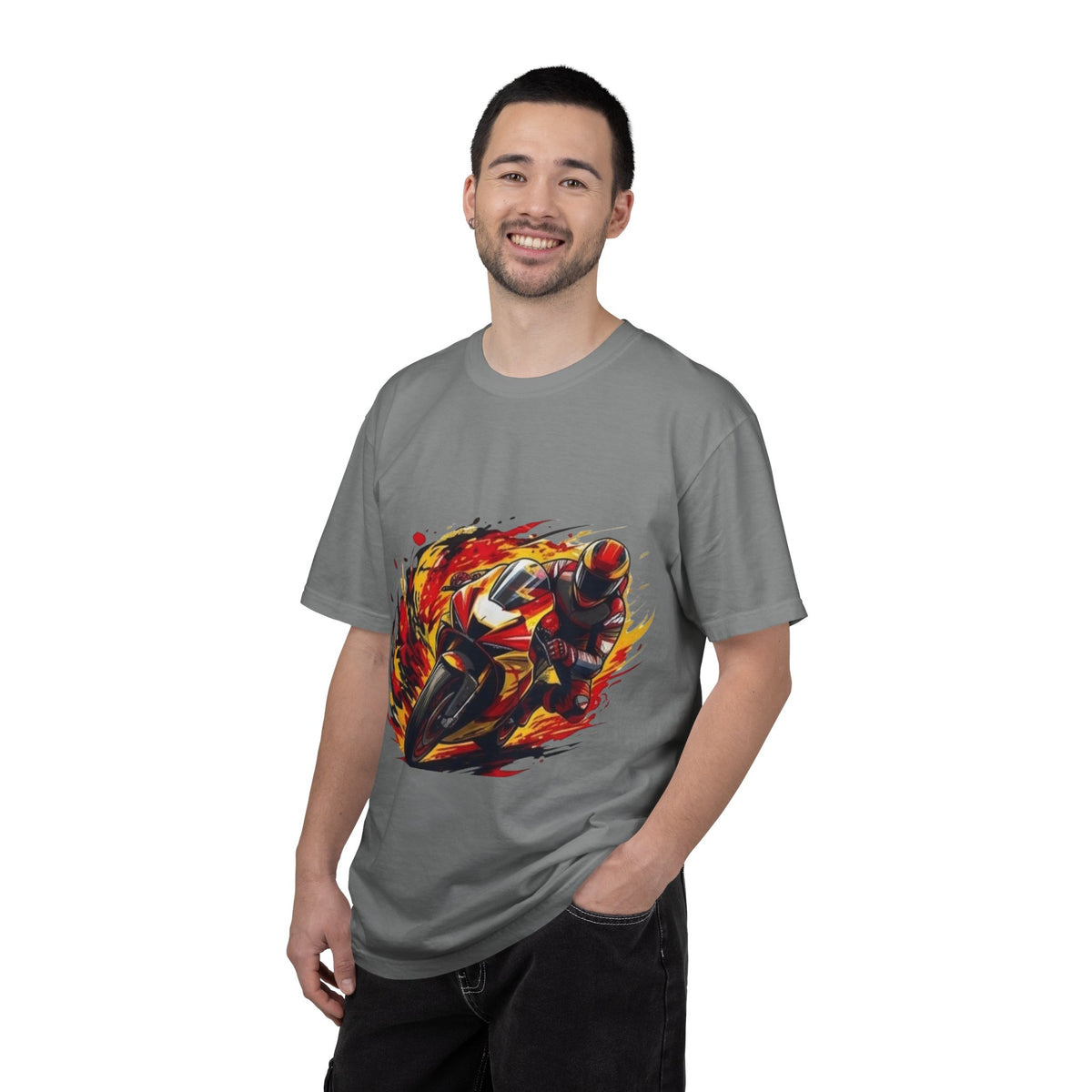 Flaming Sportbike Rider T-shirt | Motorcycle Racing Tee