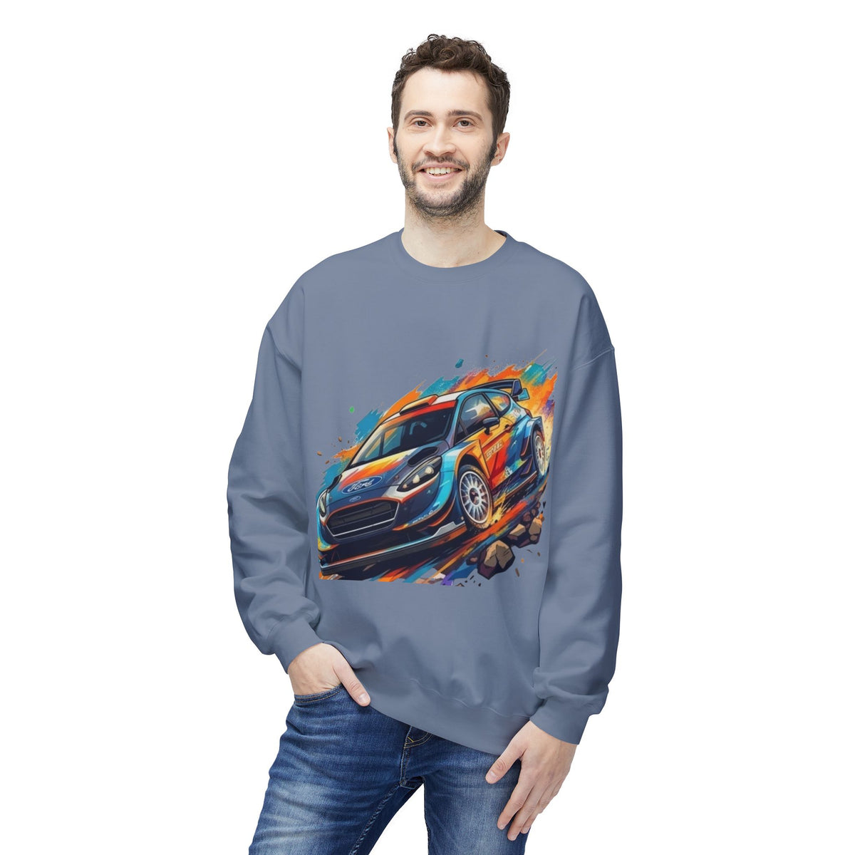 Rally Car Illustration Sweatshirt | Racing Graphic Crewneck