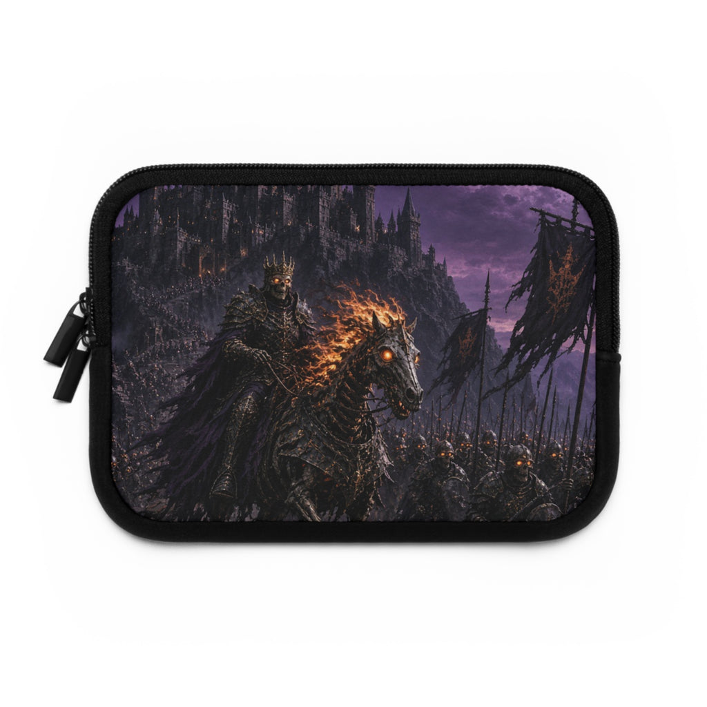 Bruised Purple Sky Laptop Sleeve, Gothic Ruined Castle Computer Case, Dark Fantasy Grim Rider Tech Armor Protector