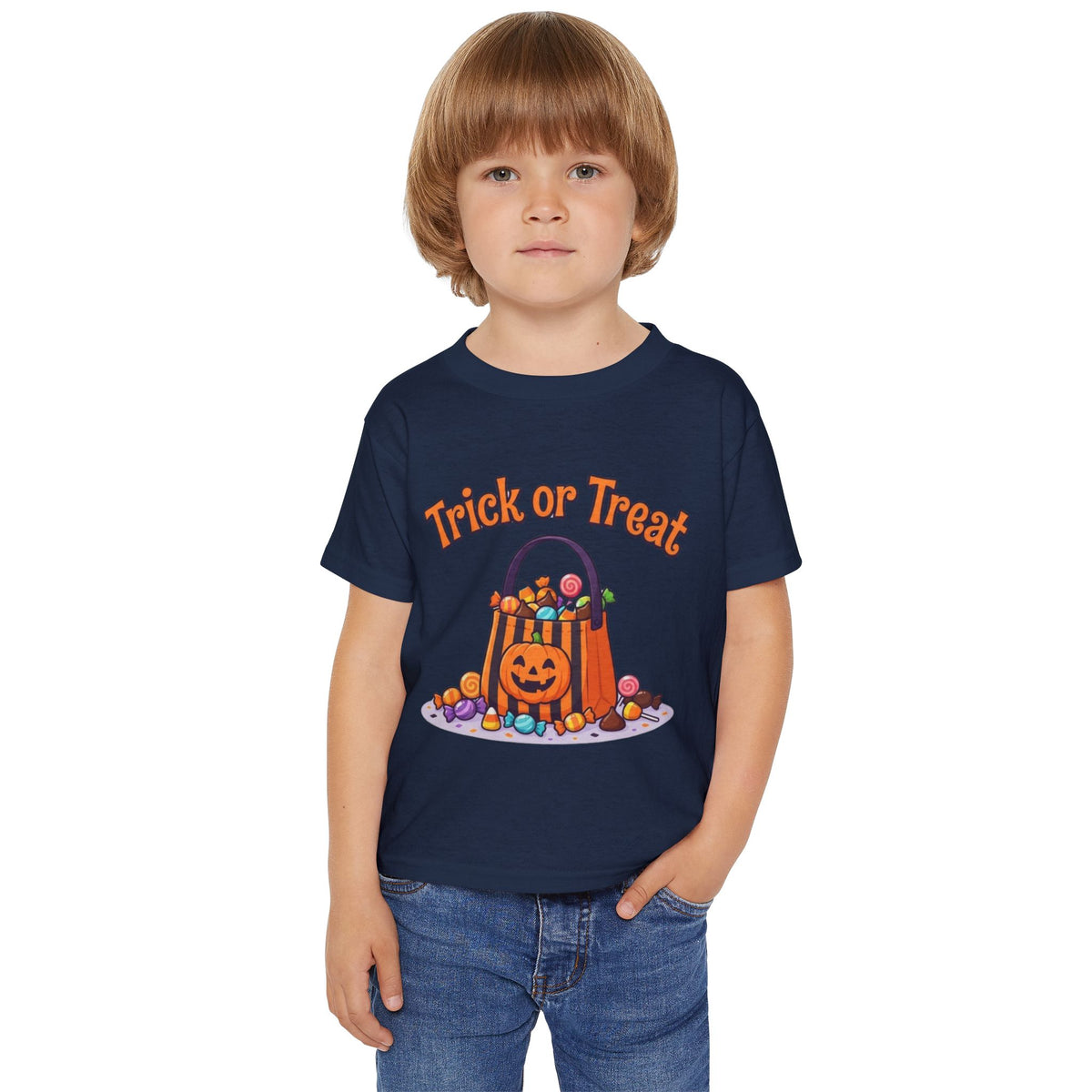 Candy Bucket Halloween Toddler Tee | Retro Trick-or-Treat Kids Shirt