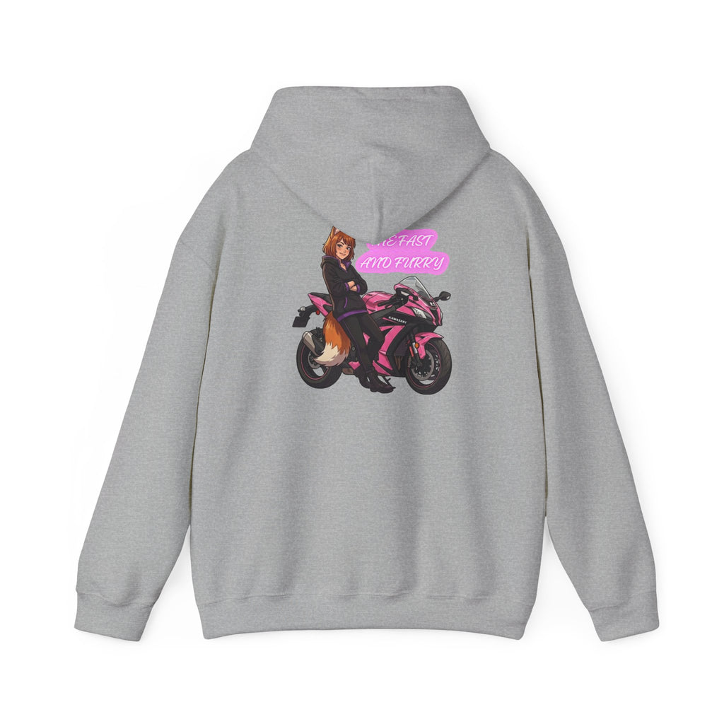 Girl Biker on Pink Sportbike Hoodie | Retro Anime Motorcycle Design