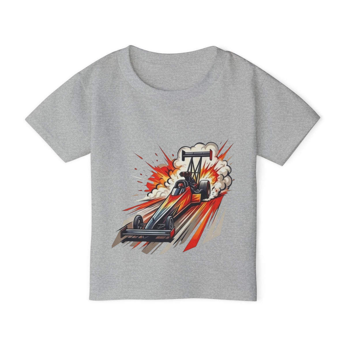 Dragster Race Car Toddler T-shirt | Dino Dragster Burnout Graphic