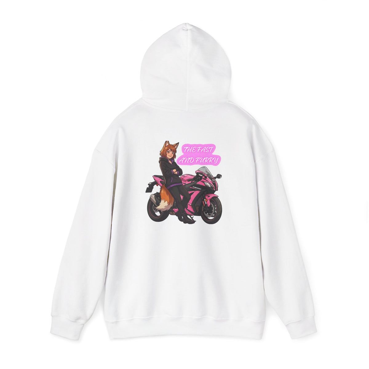 Girl Biker on Pink Sportbike Hoodie | Retro Anime Motorcycle Design